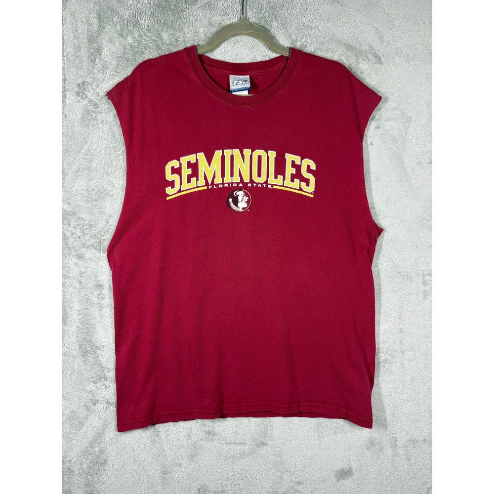 Vintage Florida State FSU Seminoles Muscle Tee Large Maroon Cutoff Gameday Y2K